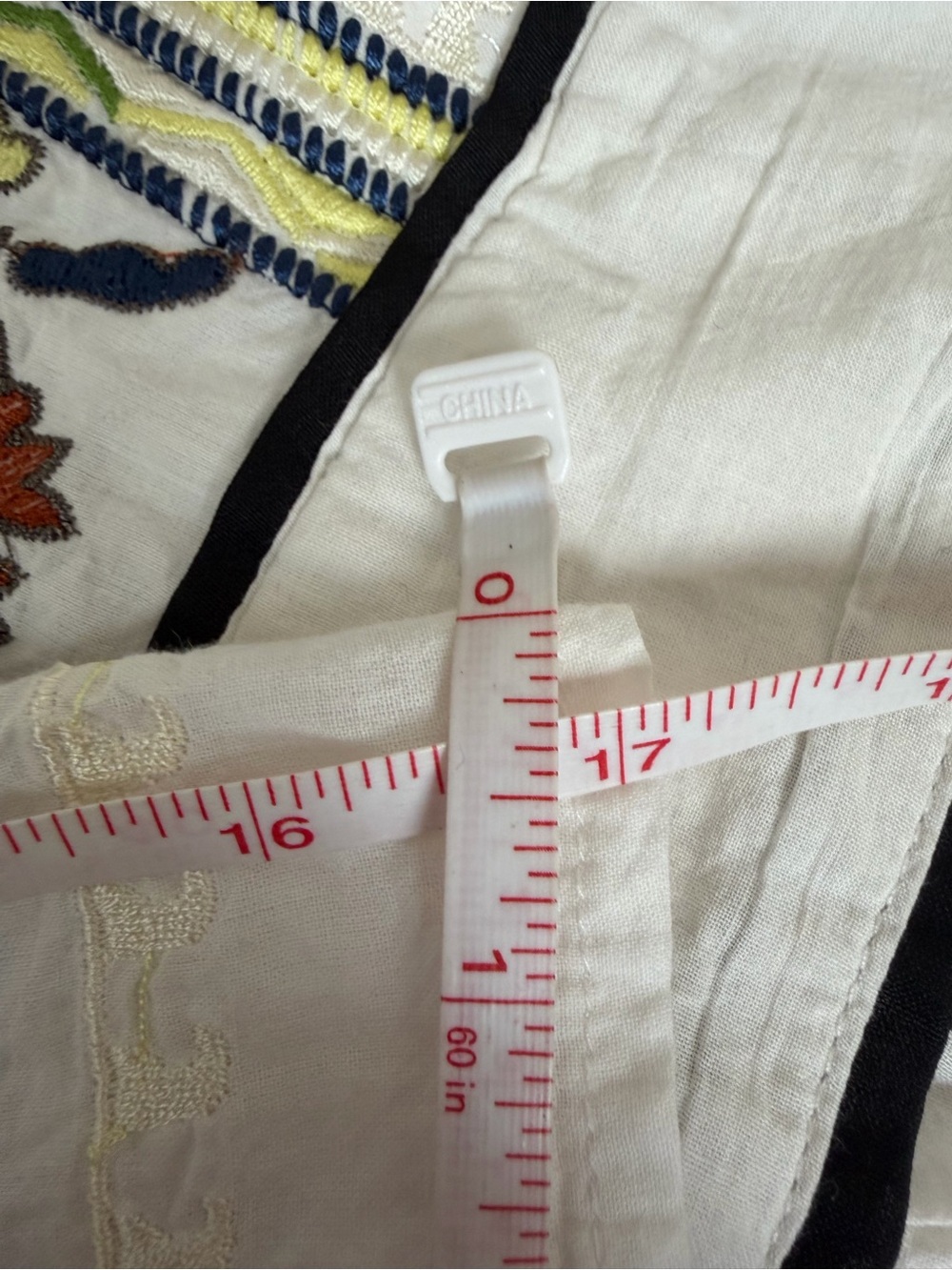 Boho Embroidered Tie Waist Tunic Mini Dress White Caftan Peasant Festival XL/2XL - Picture 13 of 15